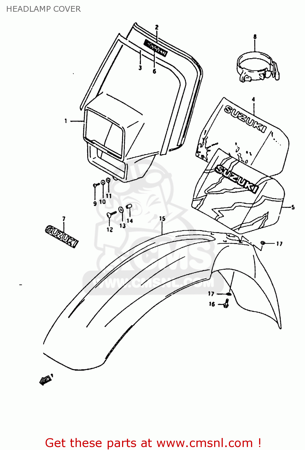 HEADLAMP COVER RMX250 1996 (T) GENEREAL (E01)
