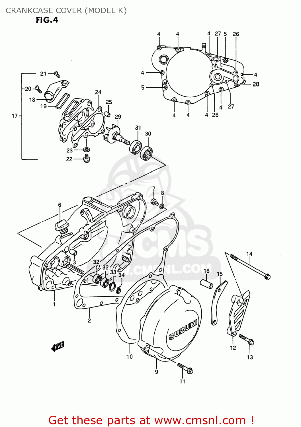 CRANKCASE COVER (MODEL K) RMX250 1996 (T) USA (E03)