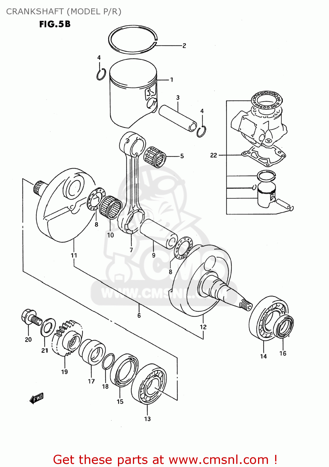 CRANKSHAFT (MODEL P/R) RMX250 1996 (T) USA (E03)