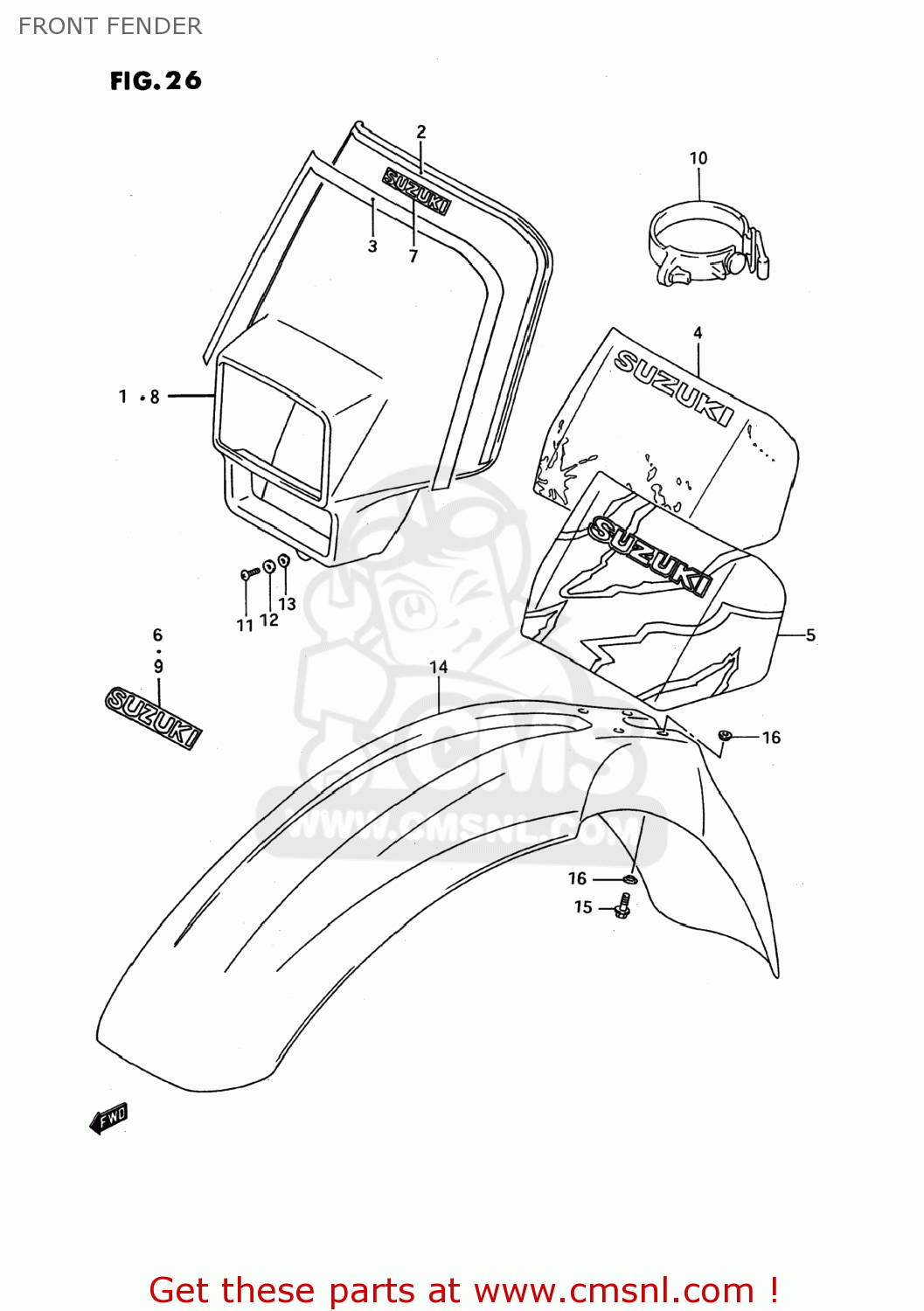 FRONT FENDER RMX250 1996 (T) USA (E03)