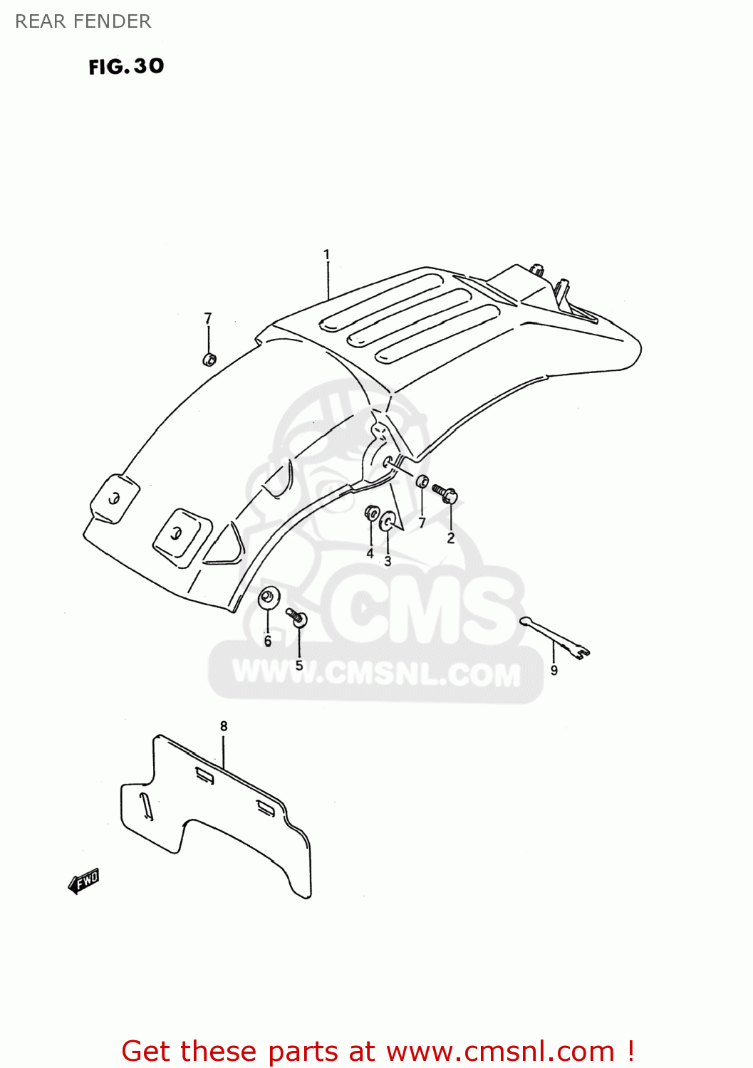 REAR FENDER RMX250 1996 (T) USA (E03)