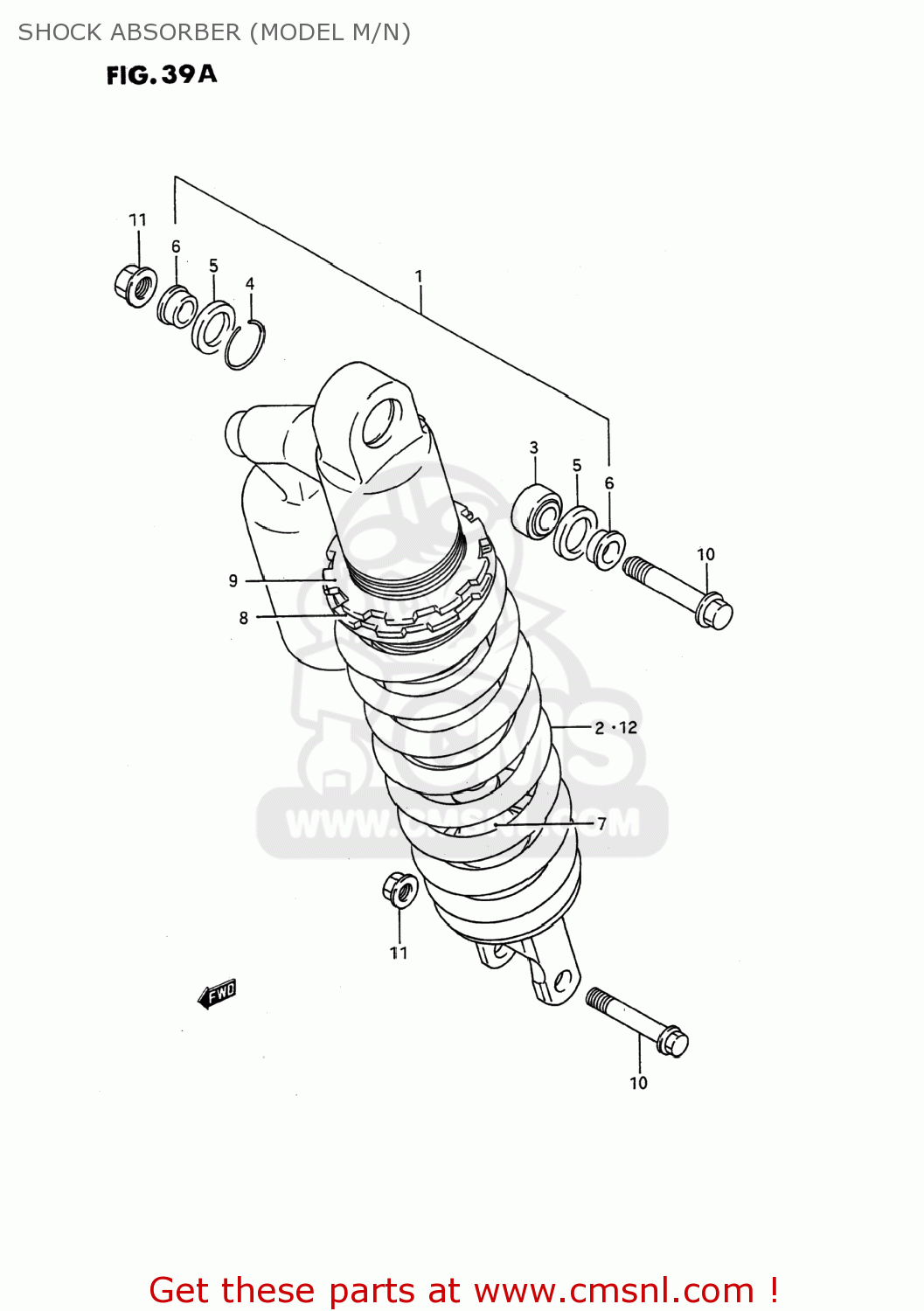 SHOCK ABSORBER (MODEL M/N) RMX250 1996 (T) USA (E03)