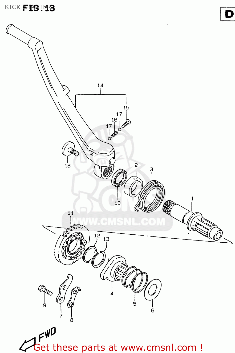 KICK STARTER RMX250 1997 (V) GENERAL (E01)