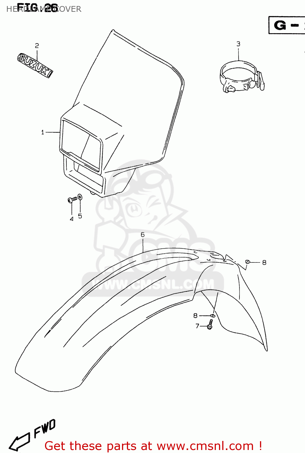 HEADLAMP COVER RMX250 1997 (V) GENERAL (E01)