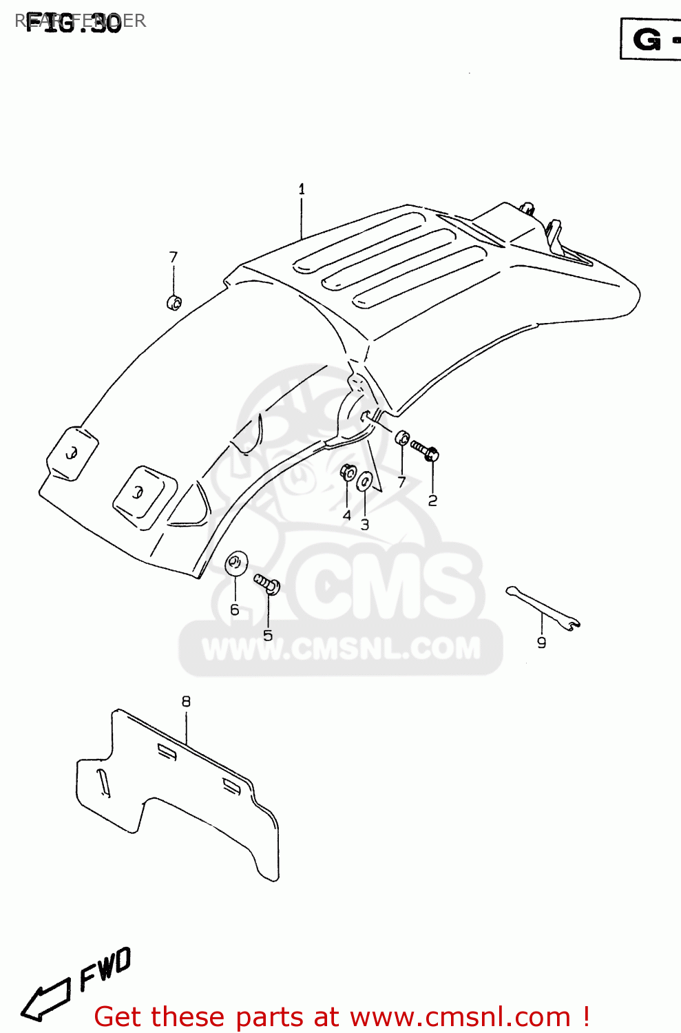 REAR FENDER RMX250 1997 (V) GENERAL (E01)