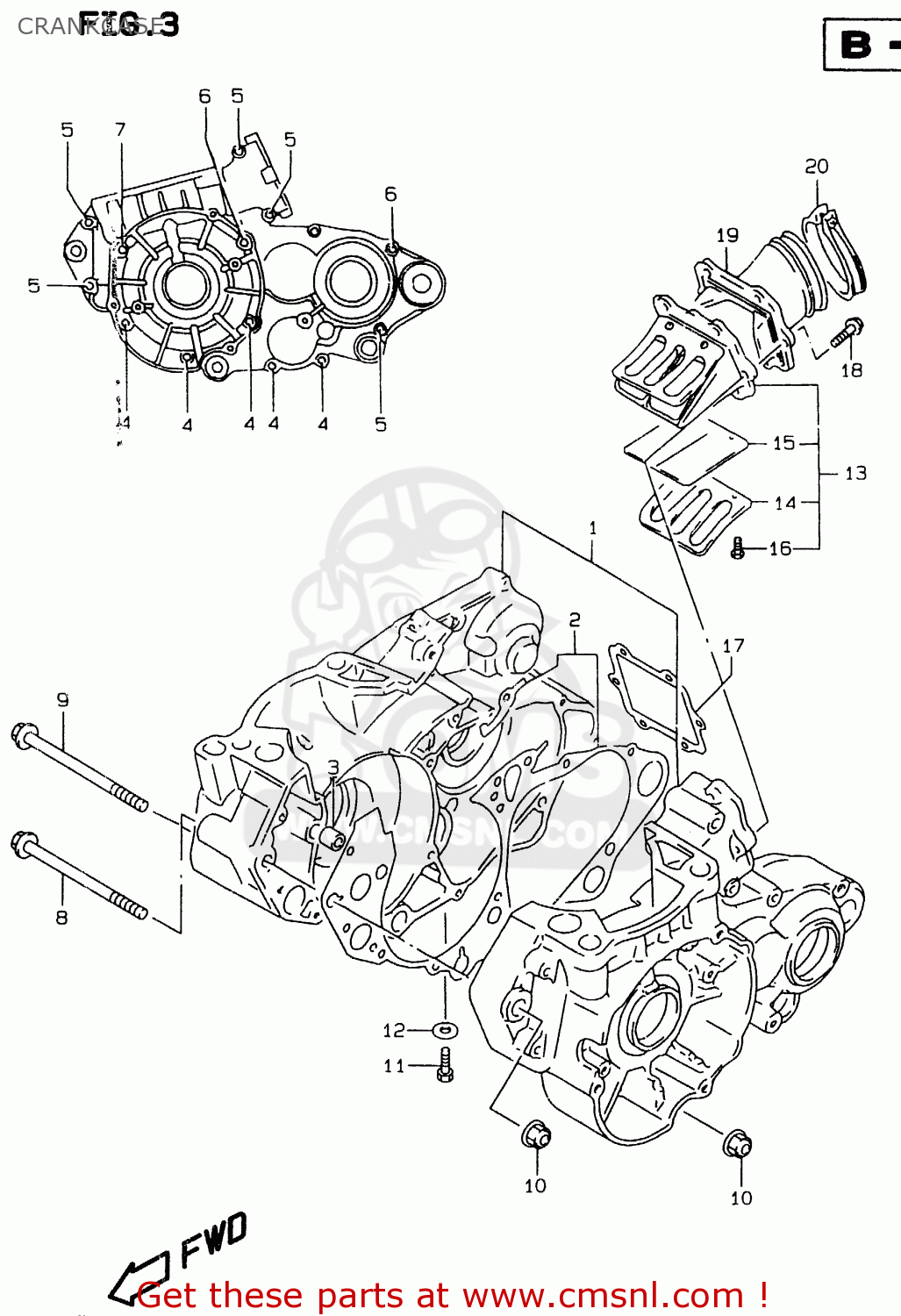 CRANKCASE RMX250 1997 (V) GENERAL (E01)
