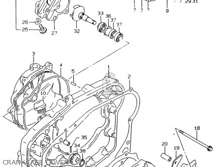 CRANKCASE COVER - RMX250 1997 (V) GENERAL (E01)