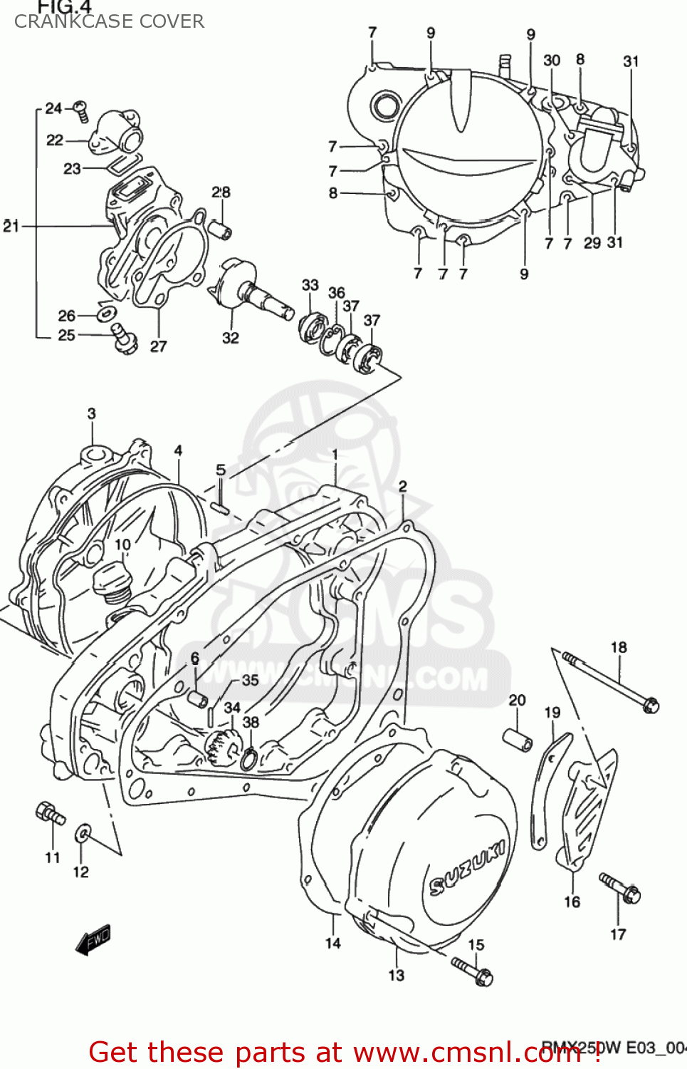 CRANKCASE COVER RMX250 1997 (V) USA (E03)