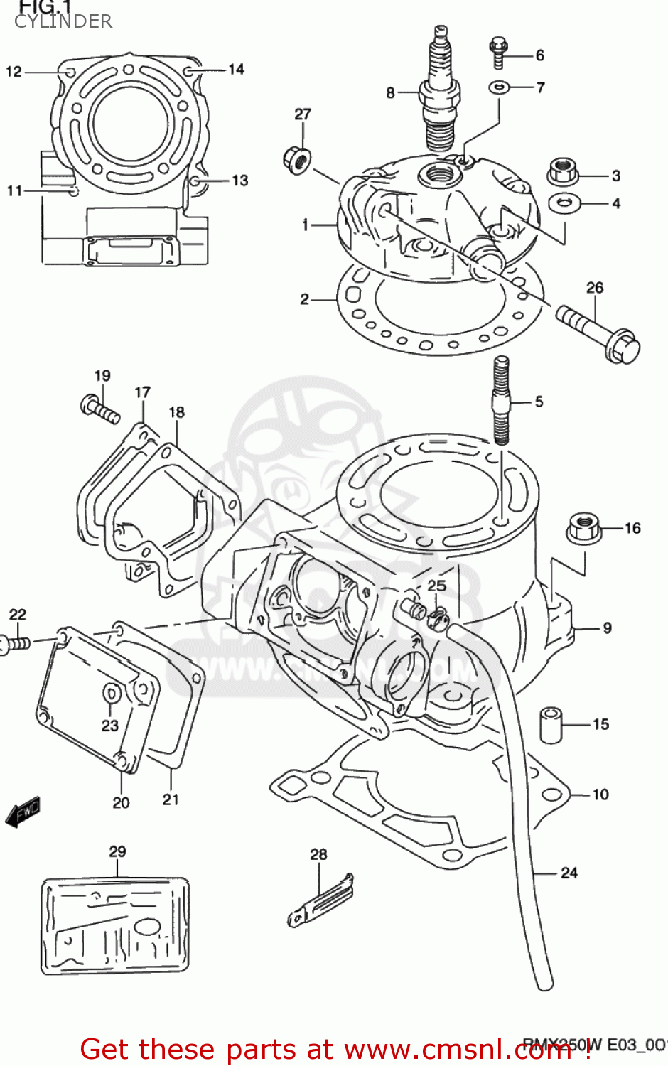 CYLINDER RMX250 1997 (V) USA (E03)