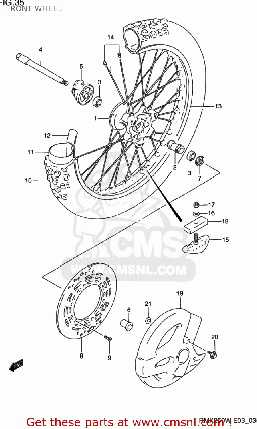 FRONT WHEEL RMX250 1997 (V) USA (E03)