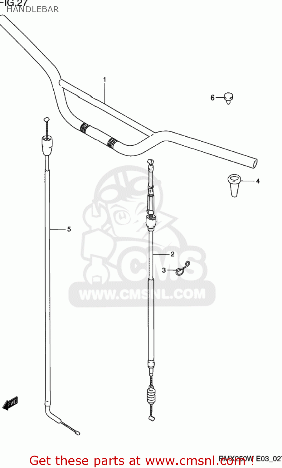HANDLEBAR RMX250 1997 (V) USA (E03)