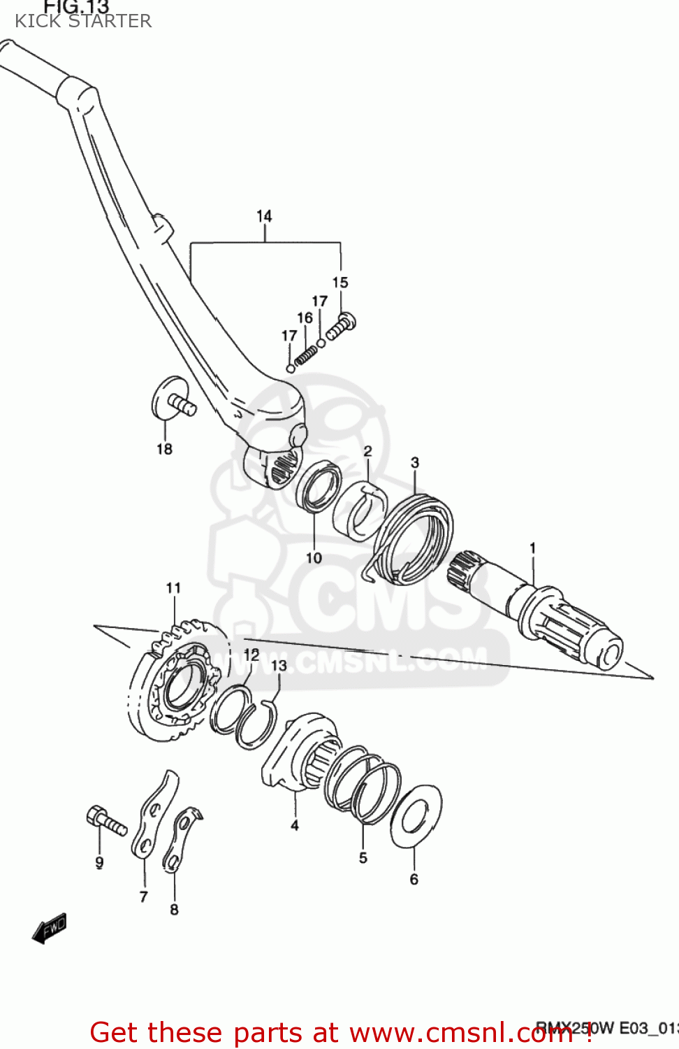 KICK STARTER RMX250 1997 (V) USA (E03)