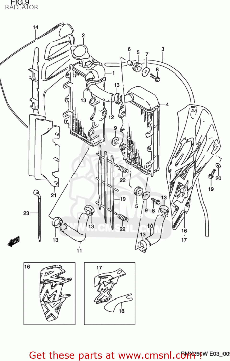 RADIATOR RMX250 1997 (V) USA (E03)