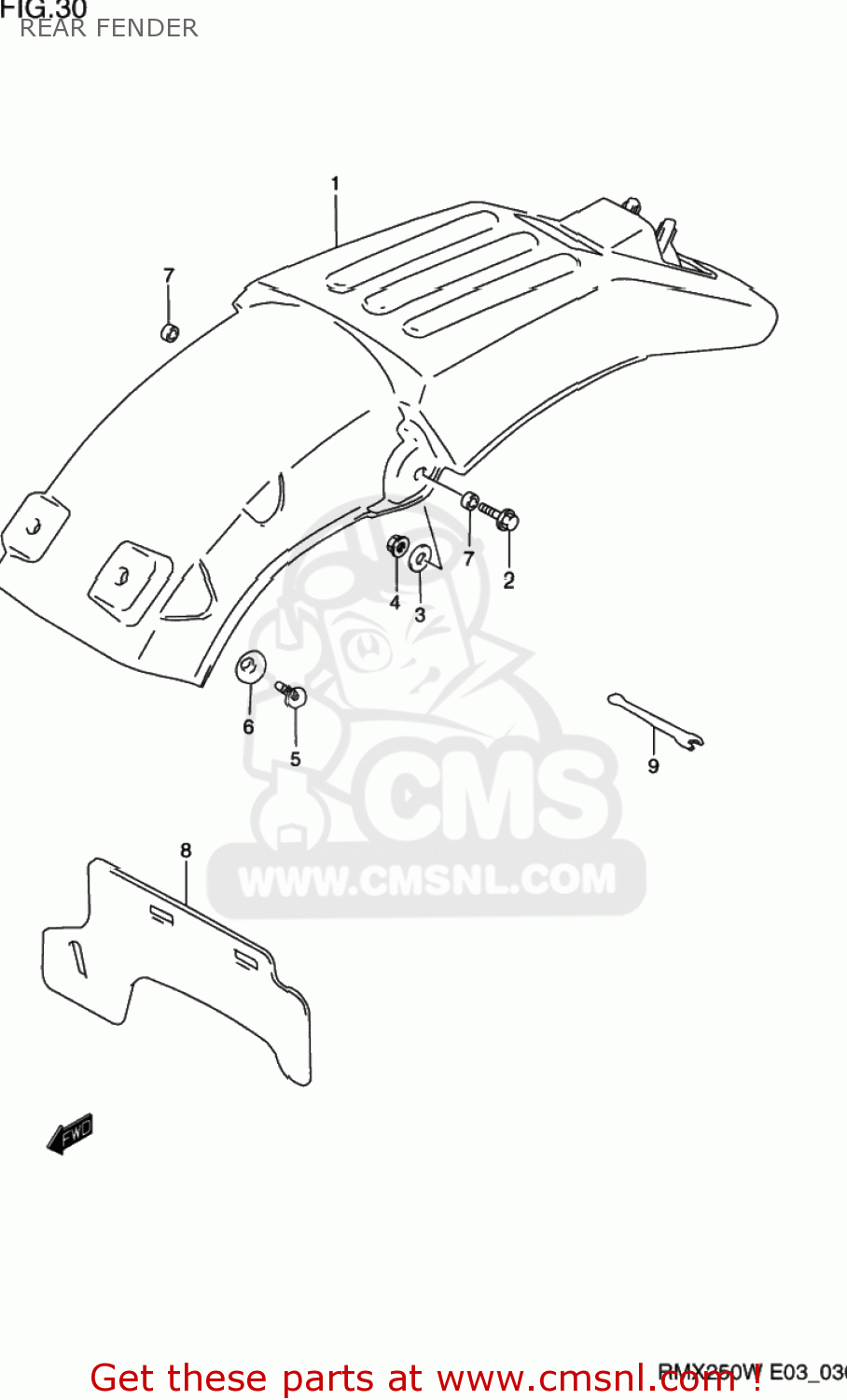 REAR FENDER RMX250 1997 (V) USA (E03)