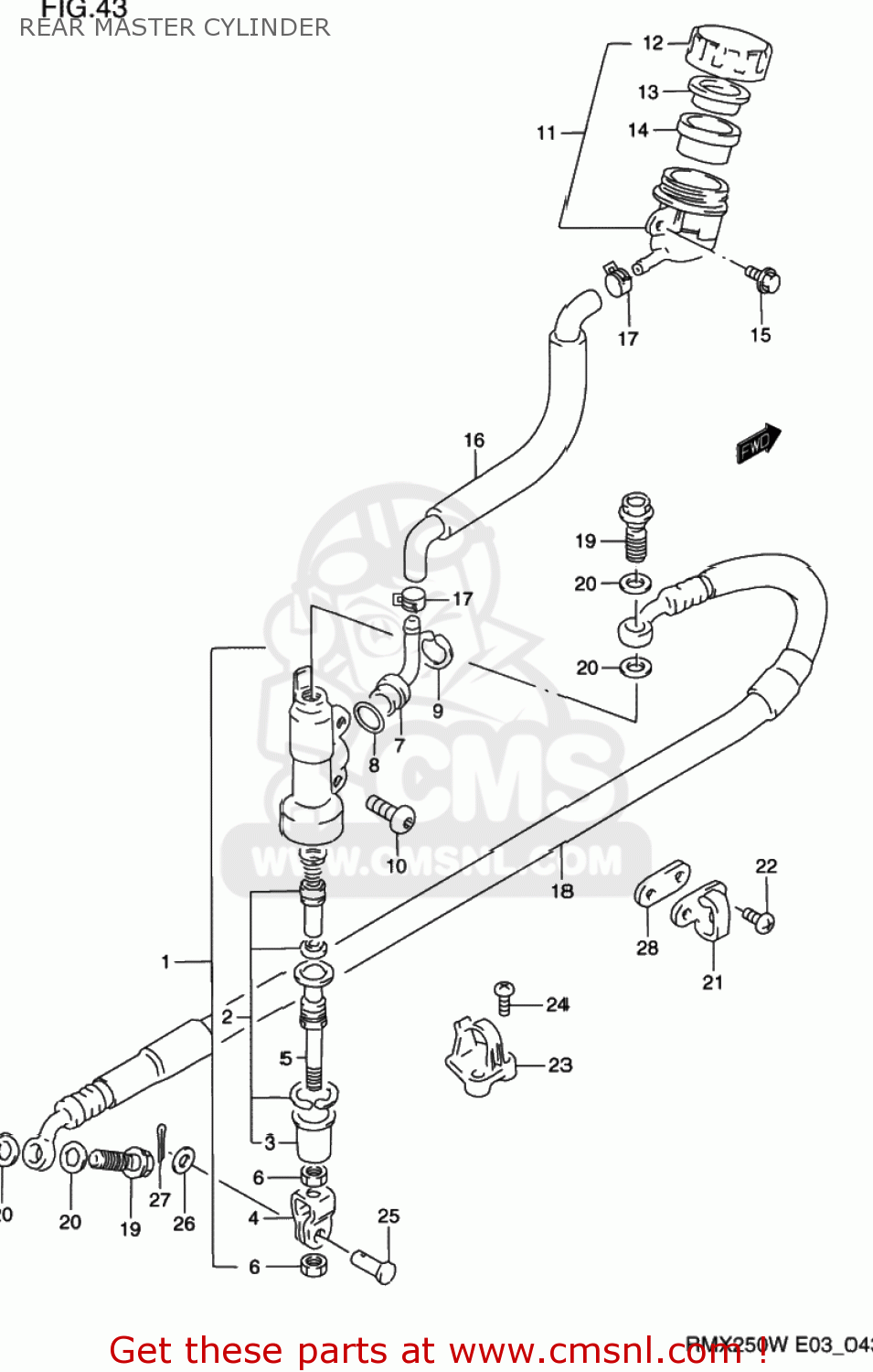 REAR MASTER CYLINDER RMX250 1997 (V) USA (E03)