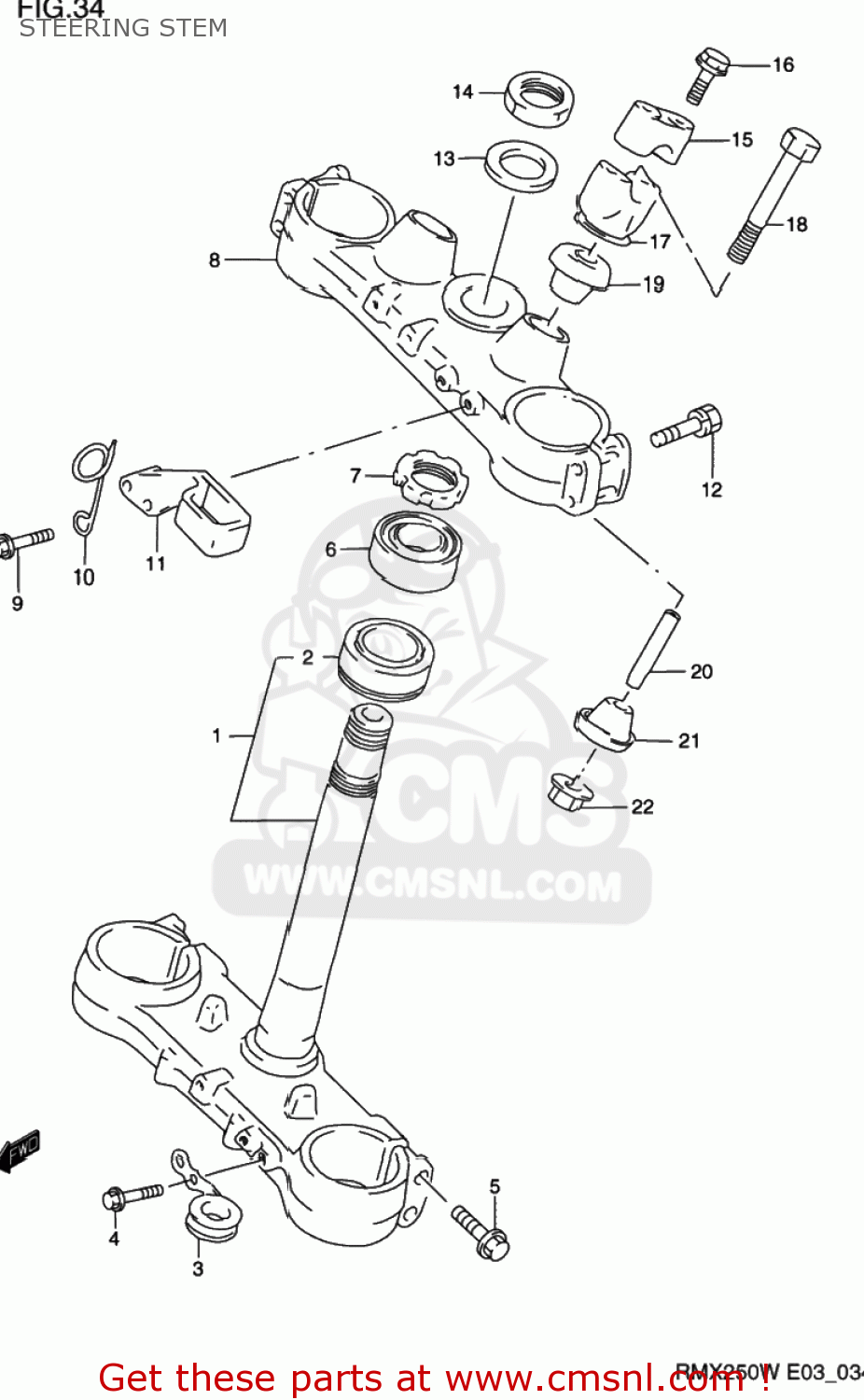 STEERING STEM RMX250 1997 (V) USA (E03)