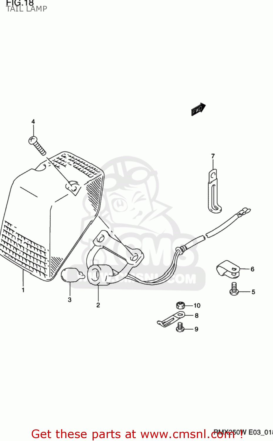 TAIL LAMP RMX250 1997 (V) USA (E03)
