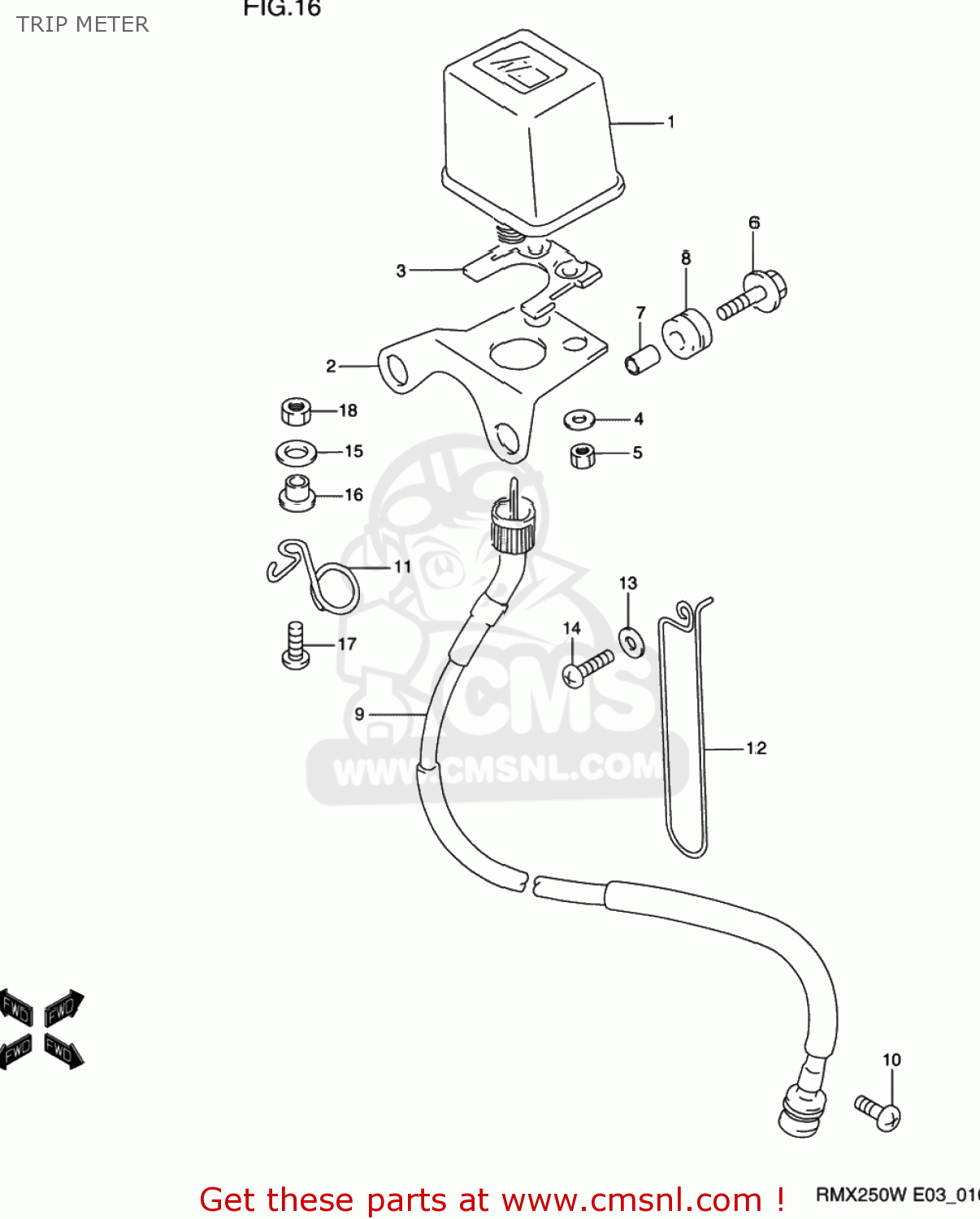 TRIP METER RMX250 1997 (V) USA (E03)