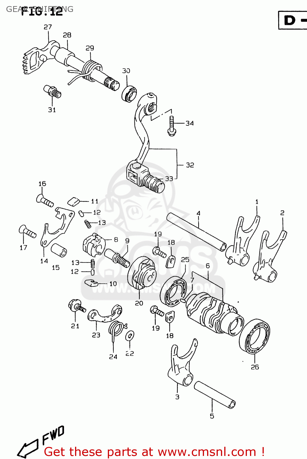 GEAR SHIFTING RMX250 1998 (W) GENERAL (E01)