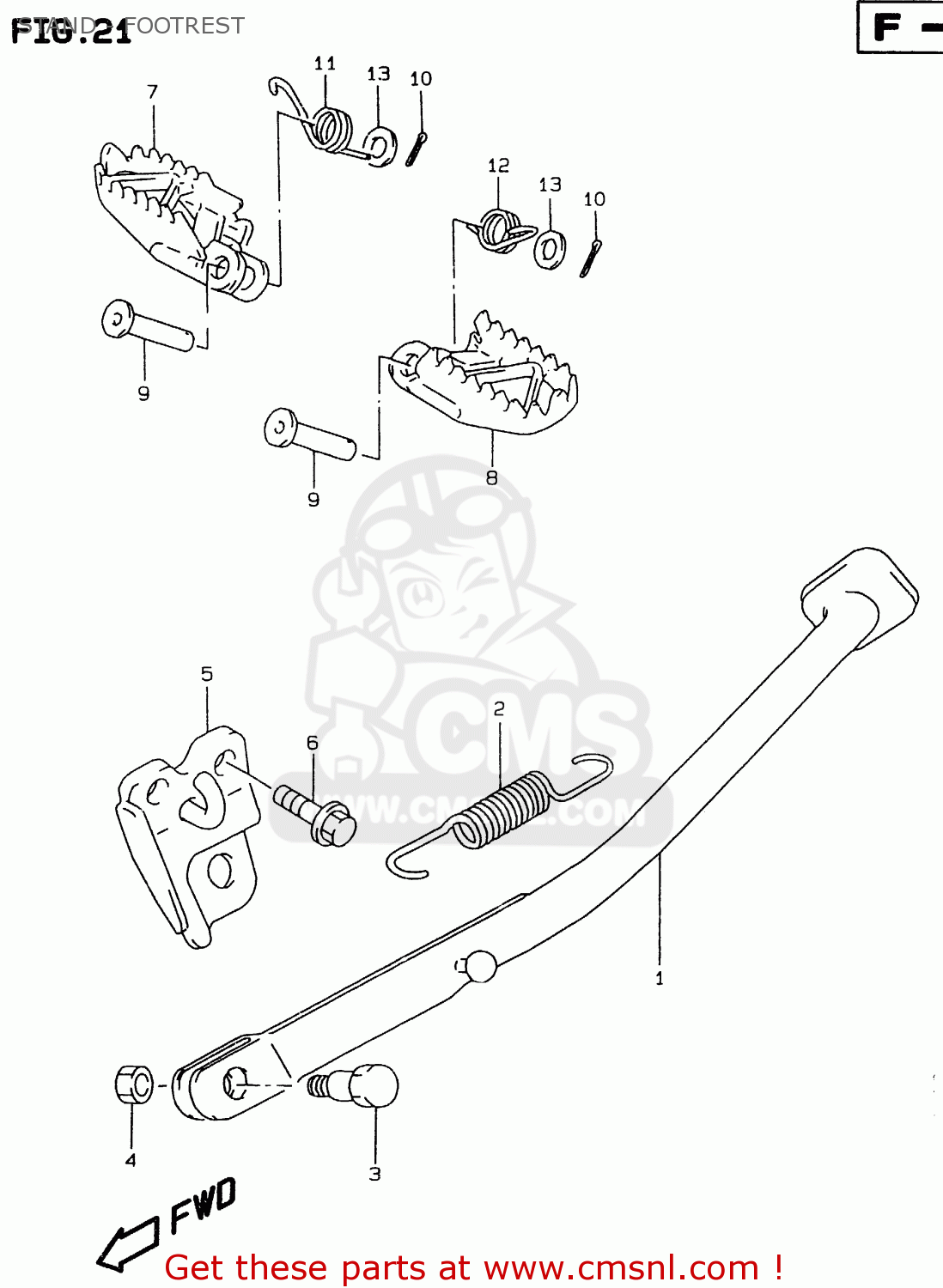 STAND - FOOTREST RMX250 1998 (W) GENERAL (E01)
