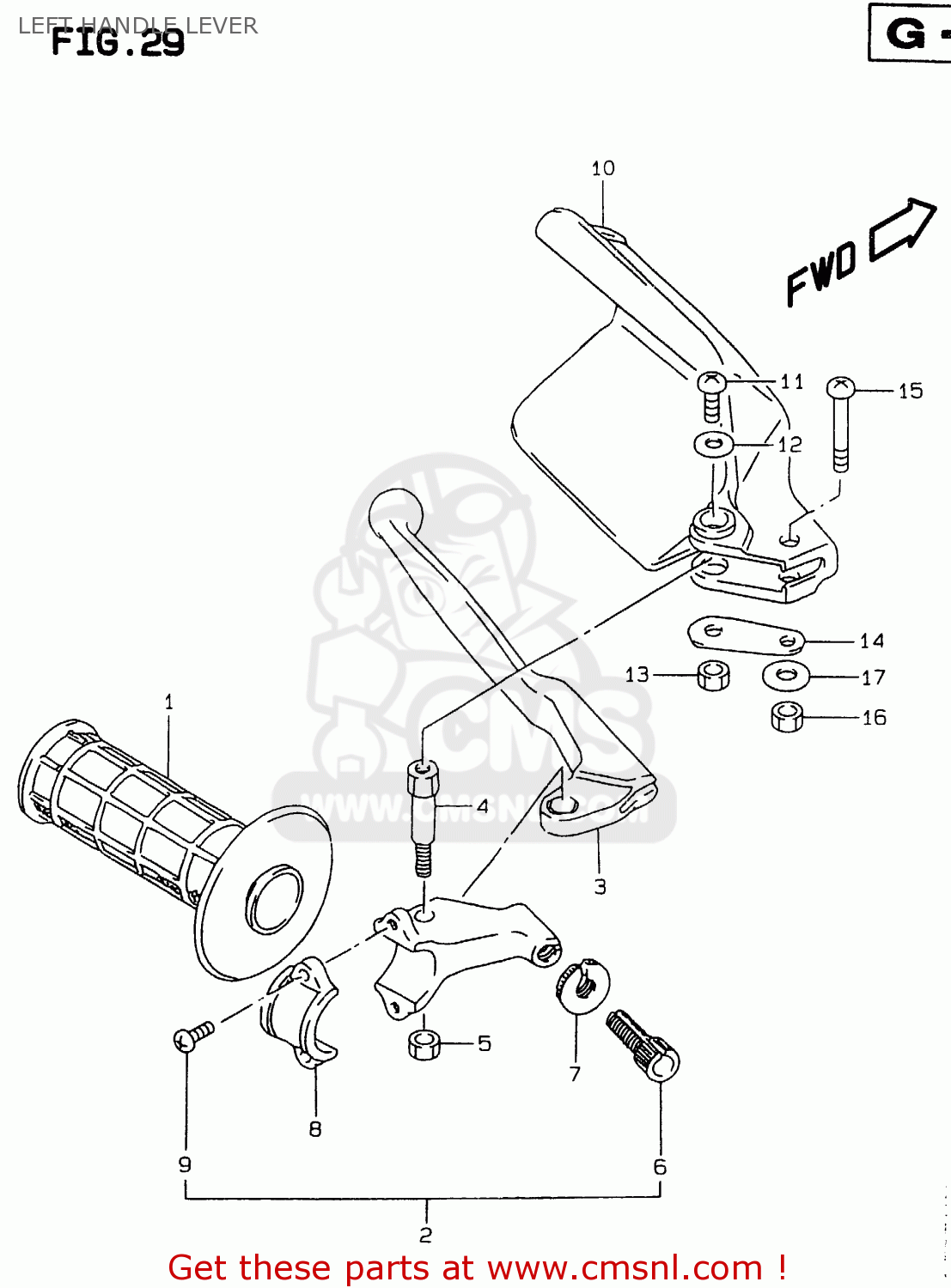 LEFT HANDLE LEVER RMX250 1998 (W) GENERAL (E01)