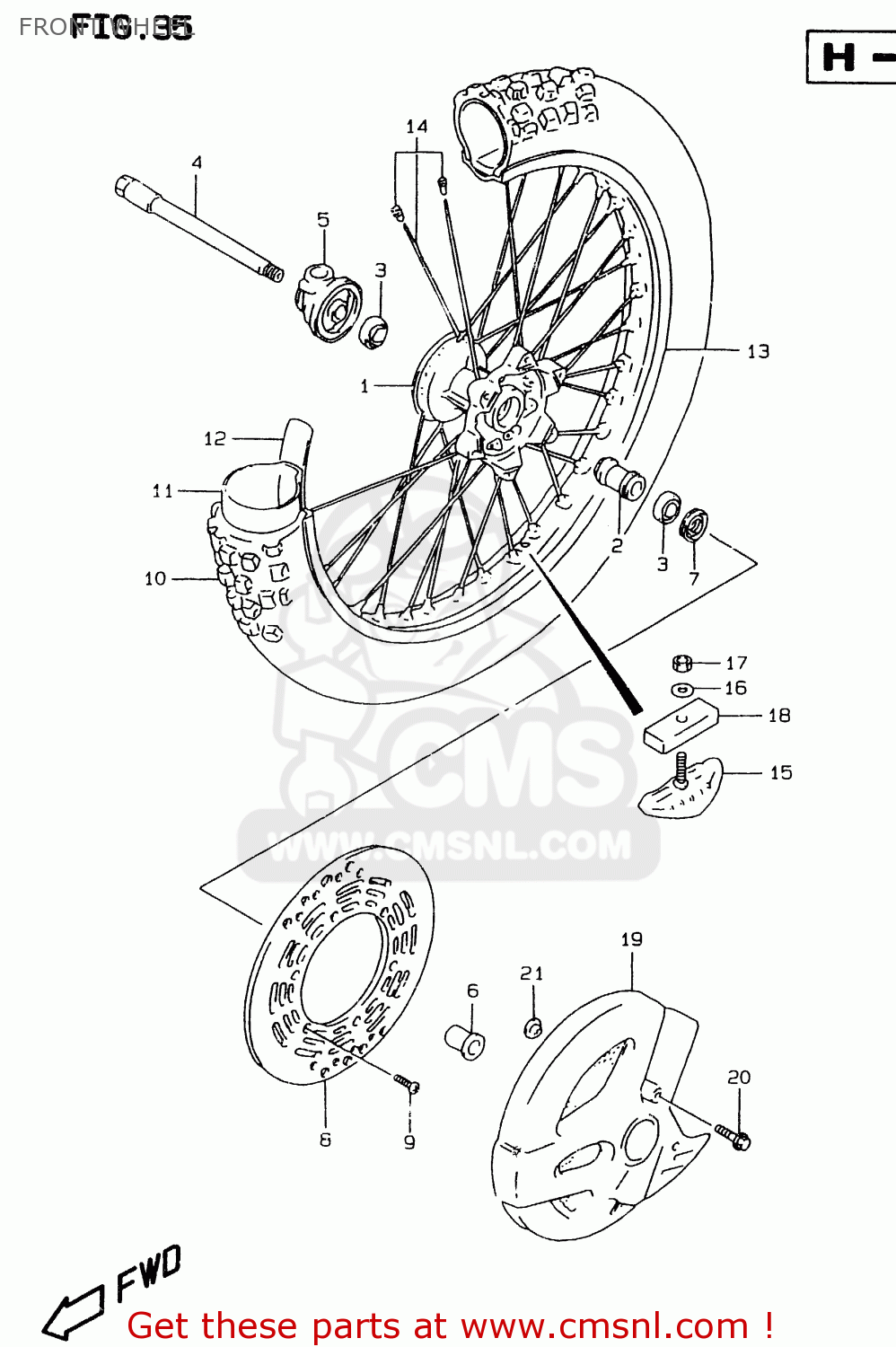 FRONT WHEEL RMX250 1998 (W) GENERAL (E01)
