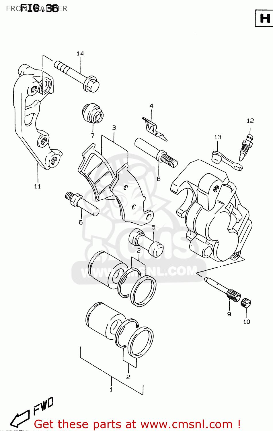 FRONT CALIPER RMX250 1998 (W) GENERAL (E01)