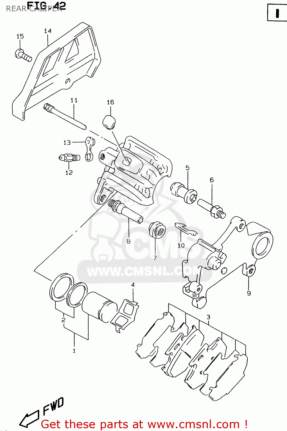 REAR CALIPER RMX250 1998 (W) GENERAL (E01)