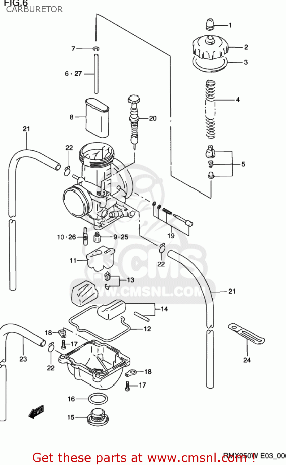 CARBURETOR RMX250 1998 (W) USA (E03)