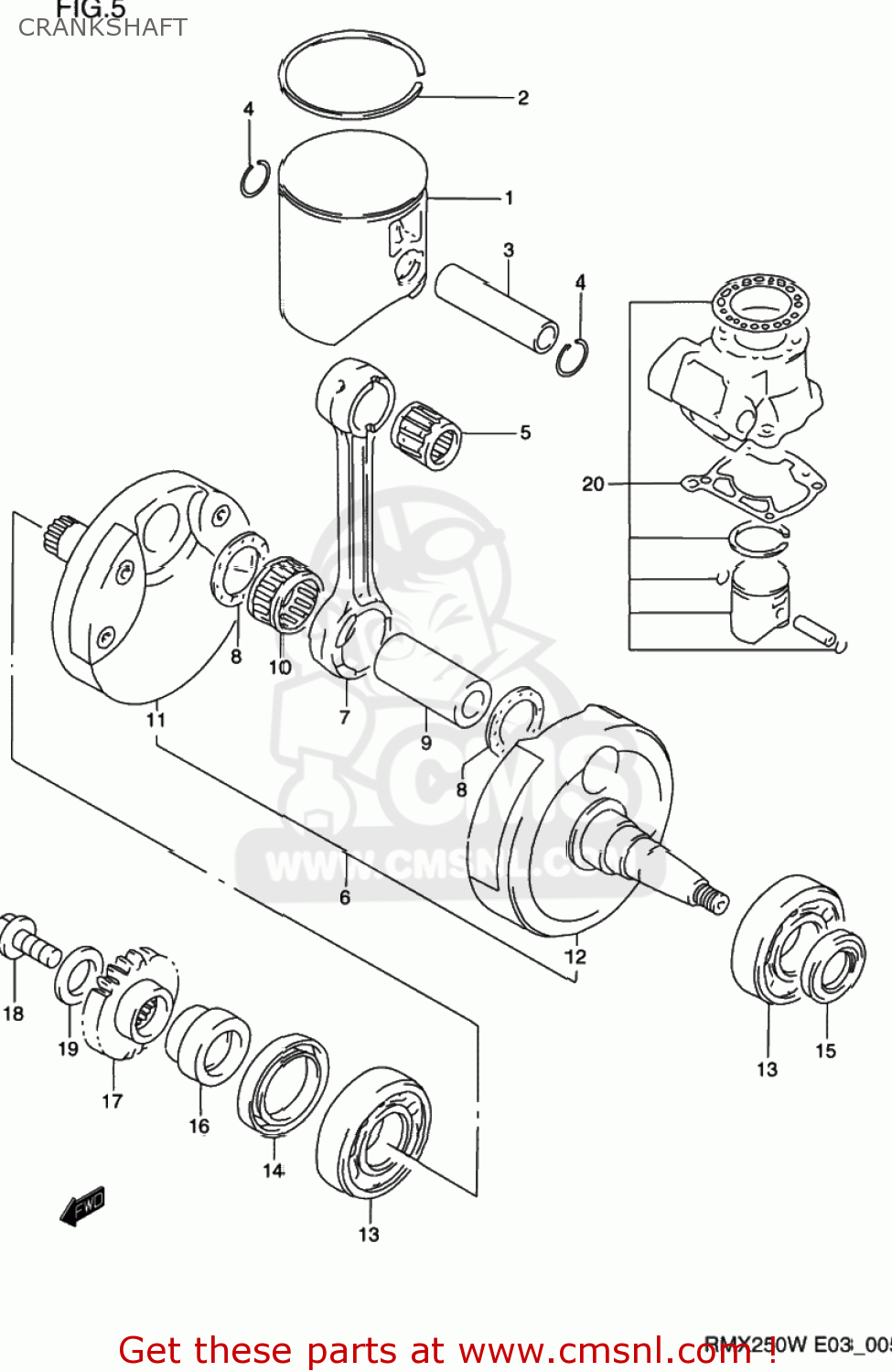 CRANKSHAFT RMX250 1998 (W) USA (E03)