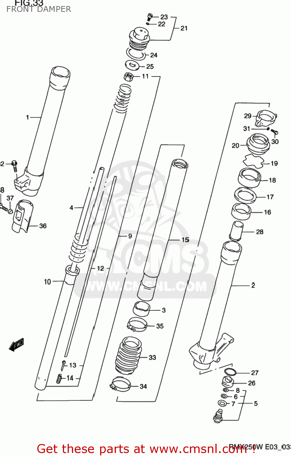 FRONT DAMPER RMX250 1998 (W) USA (E03)