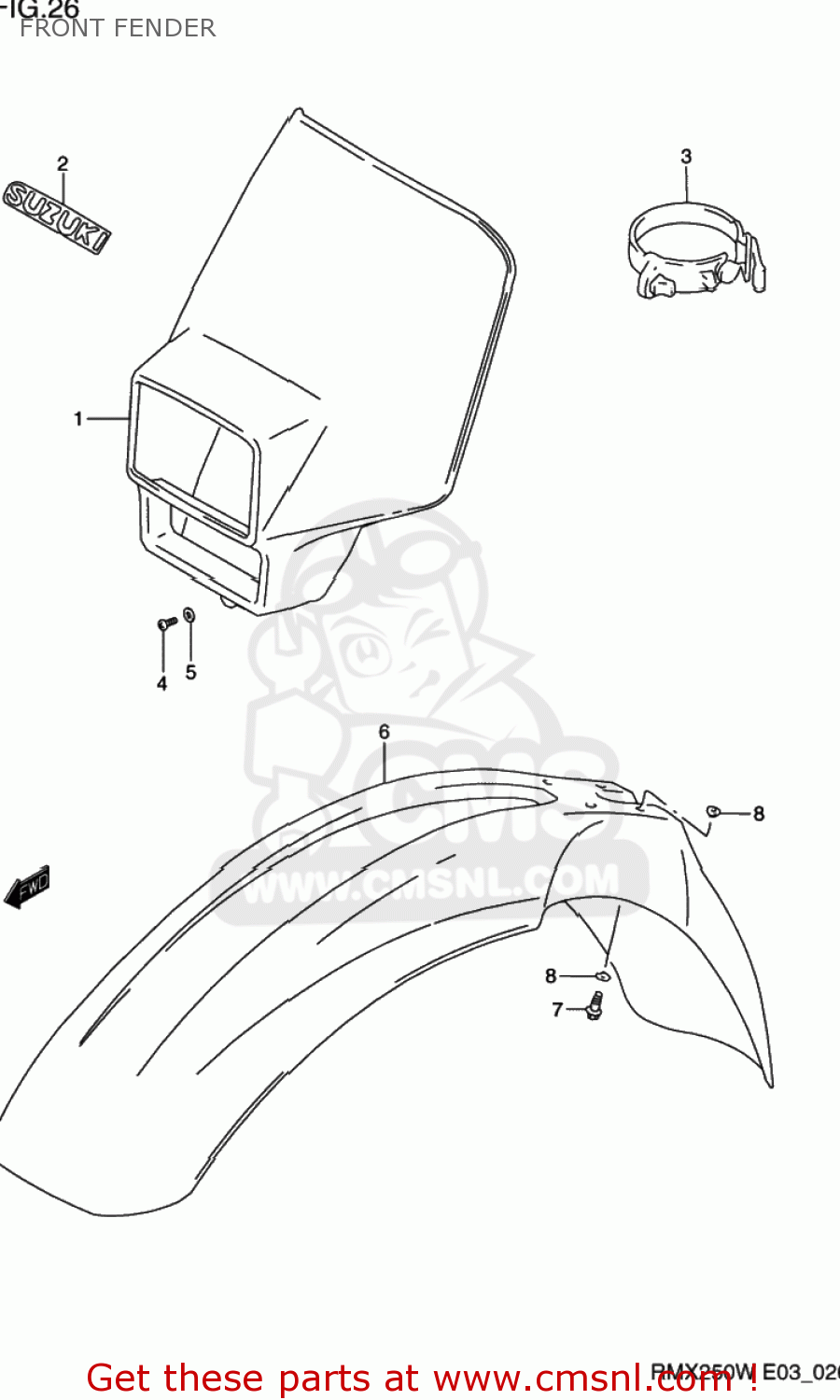 FRONT FENDER RMX250 1998 (W) USA (E03)