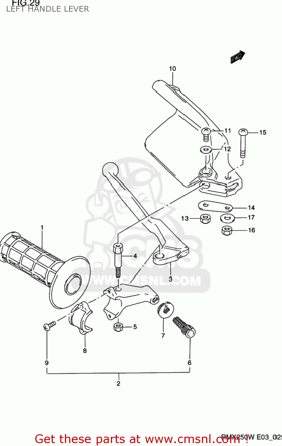 LEFT HANDLE LEVER RMX250 1998 (W) USA (E03)