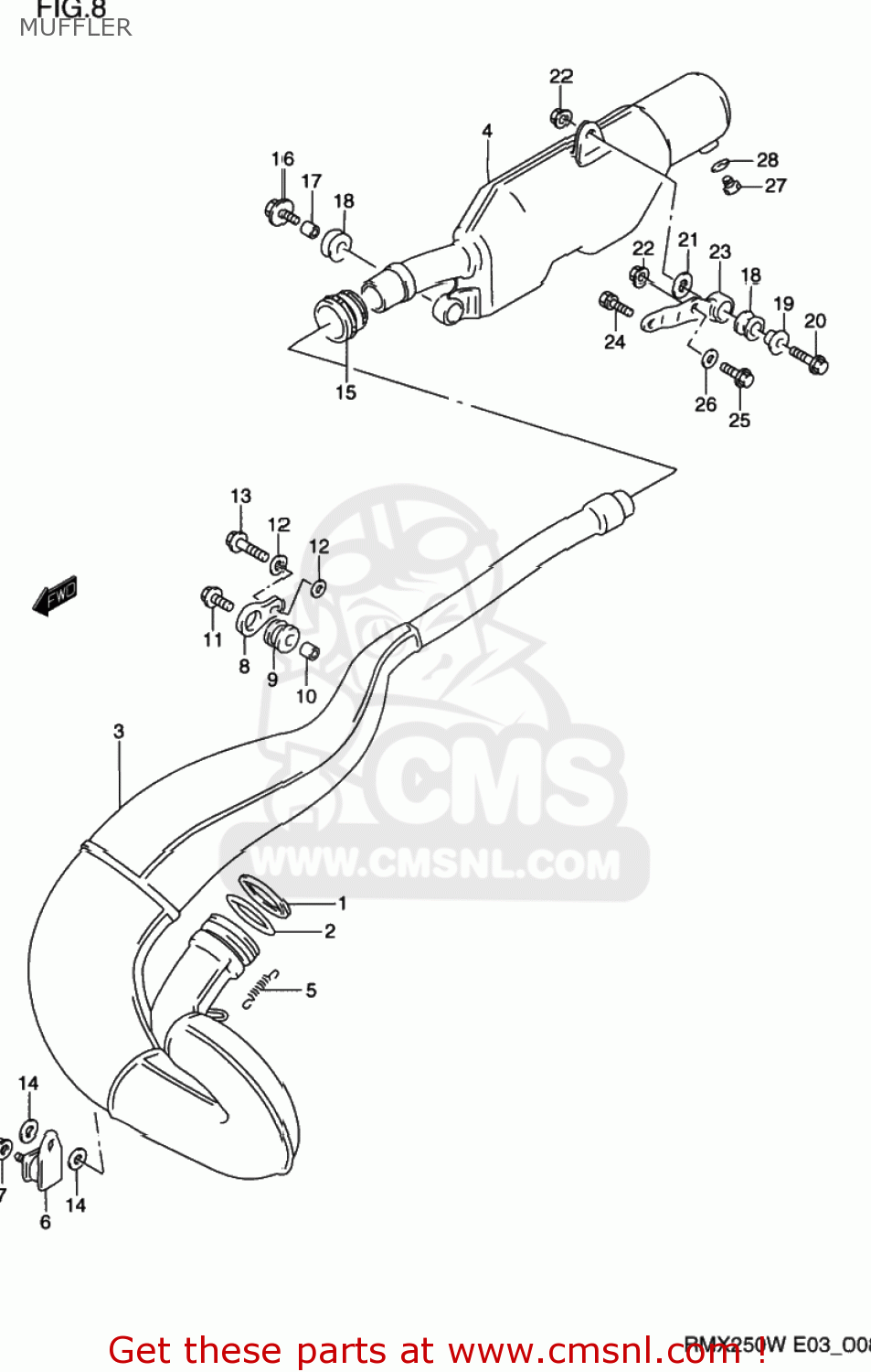MUFFLER RMX250 1998 (W) USA (E03)