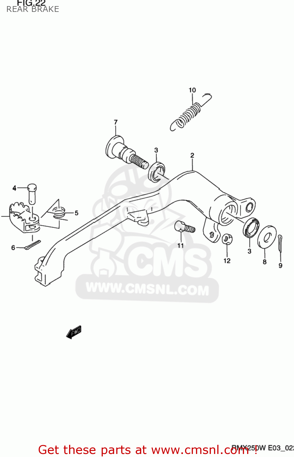 REAR BRAKE RMX250 1998 (W) USA (E03)