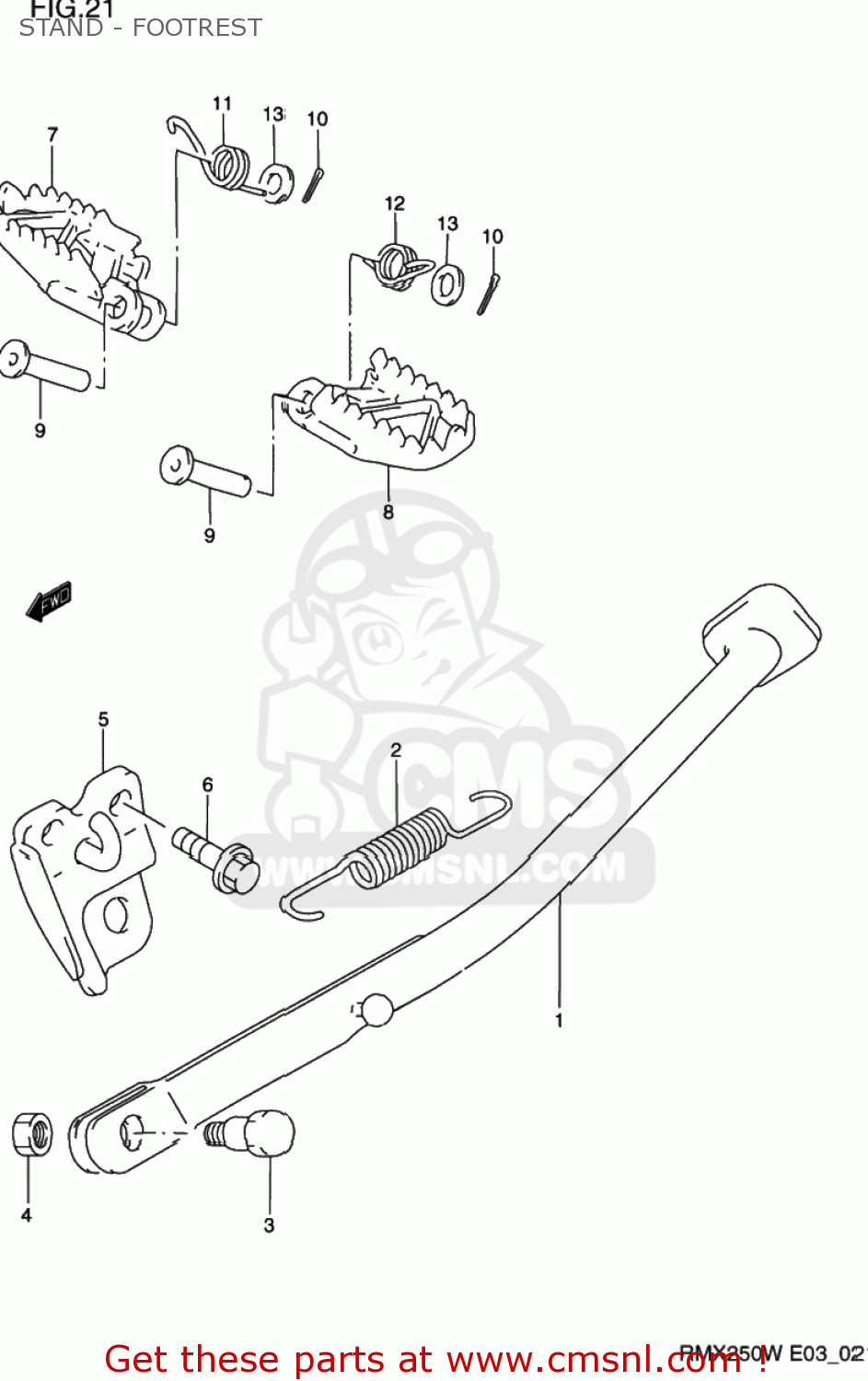 STAND - FOOTREST RMX250 1998 (W) USA (E03)