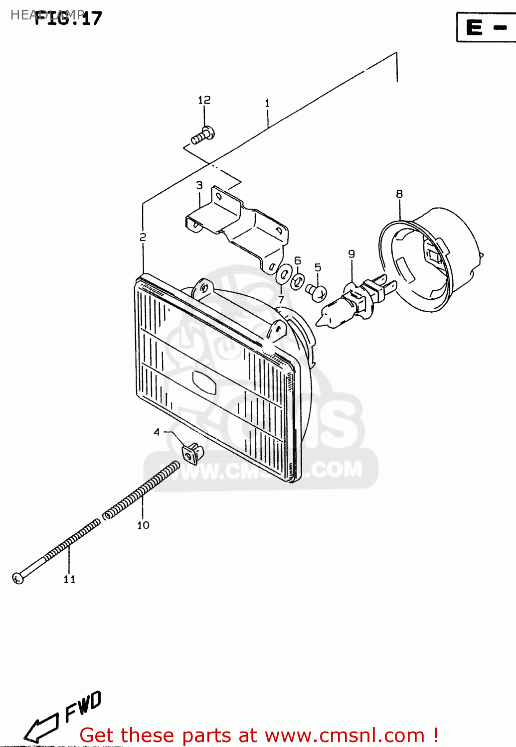HEADLAMP RMX250 1999 (X)