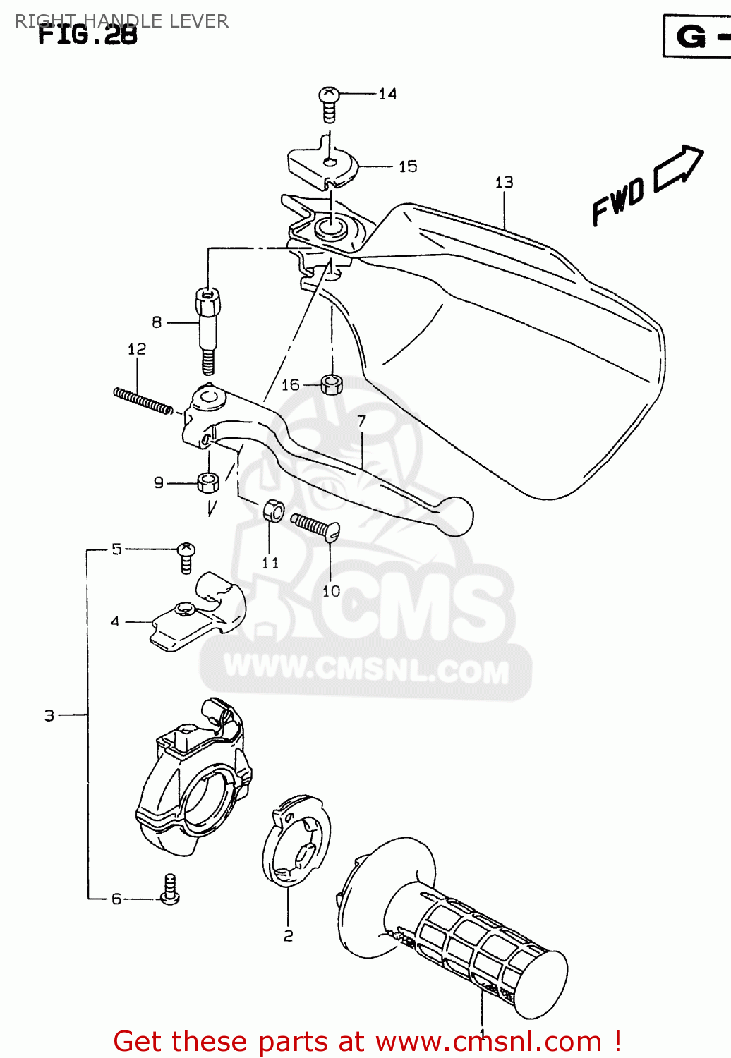 RIGHT HANDLE LEVER RMX250 1999 (X)