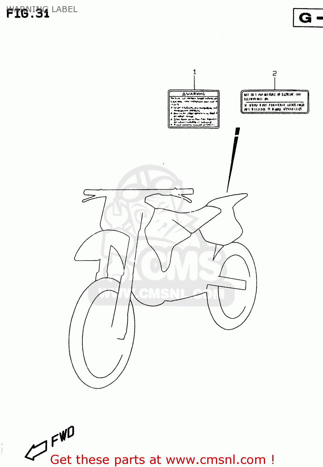 WARNING LABEL RMX250 1999 (X)