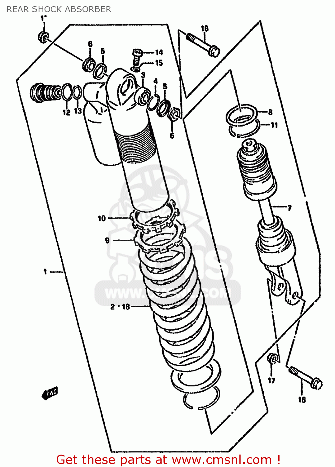 REAR SHOCK ABSORBER RMX250R 1993 (P) GENERAL (E01)
