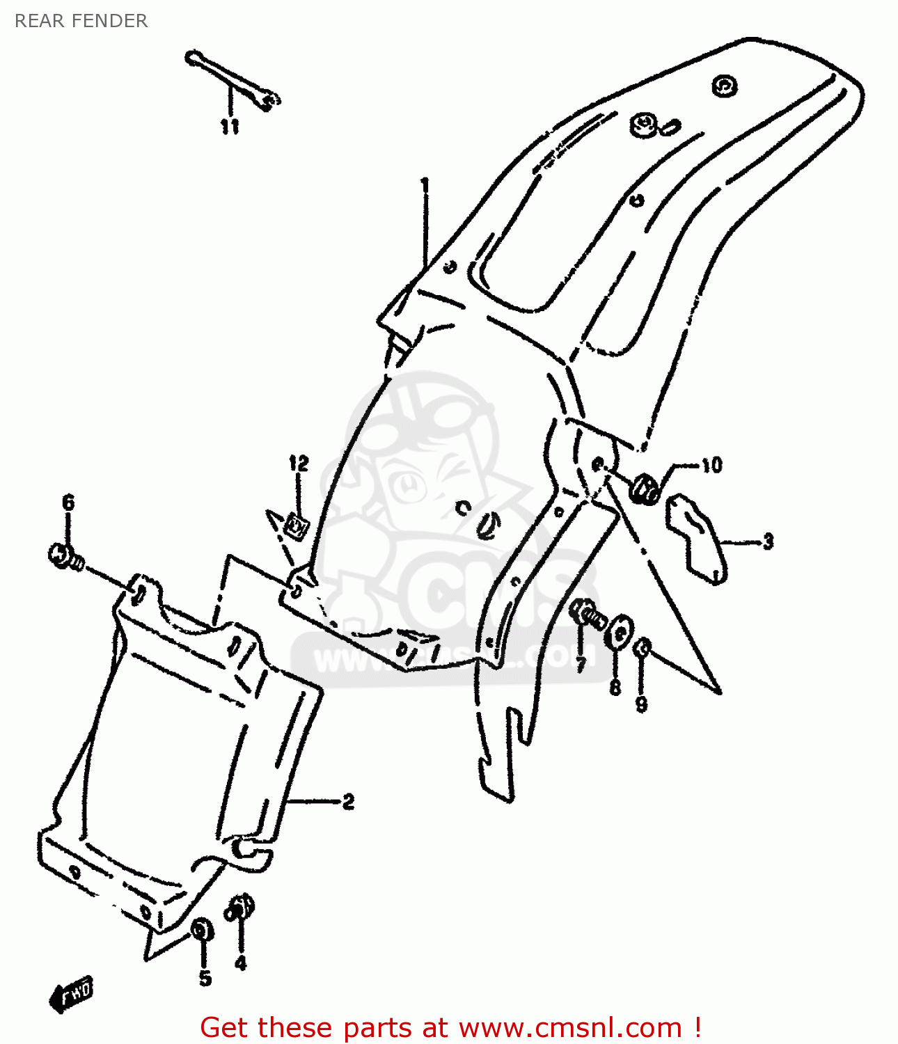 REAR FENDER RMX250R 1993 (P) GENERAL (E01)