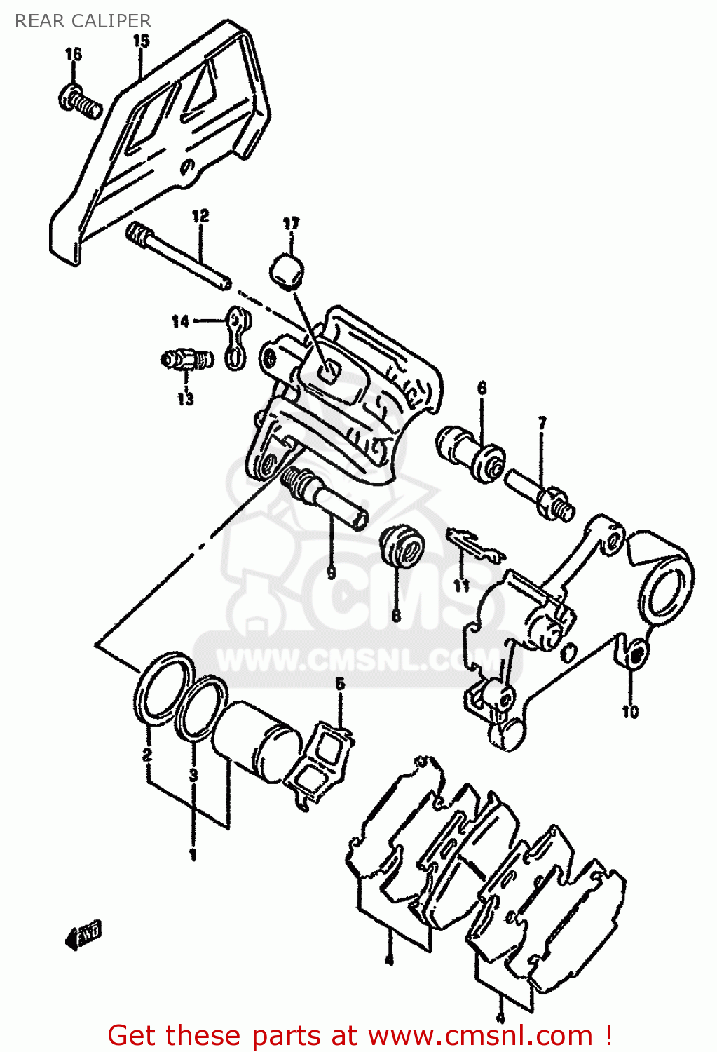 REAR CALIPER RMX250R 1993 (P) GENERAL (E01)