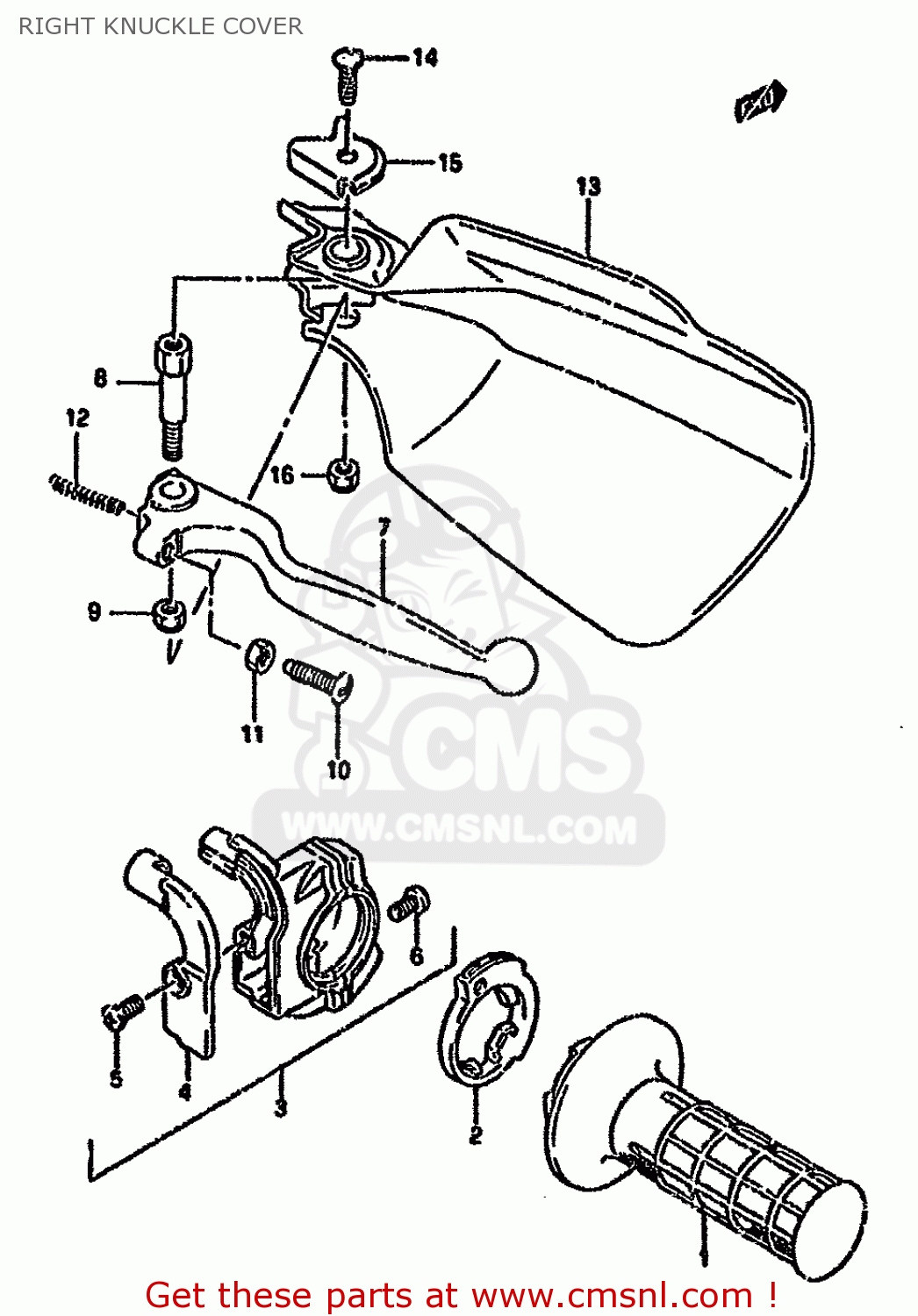 RIGHT KNUCKLE COVER RMX250R 1994 (R) GENERAL (E01)