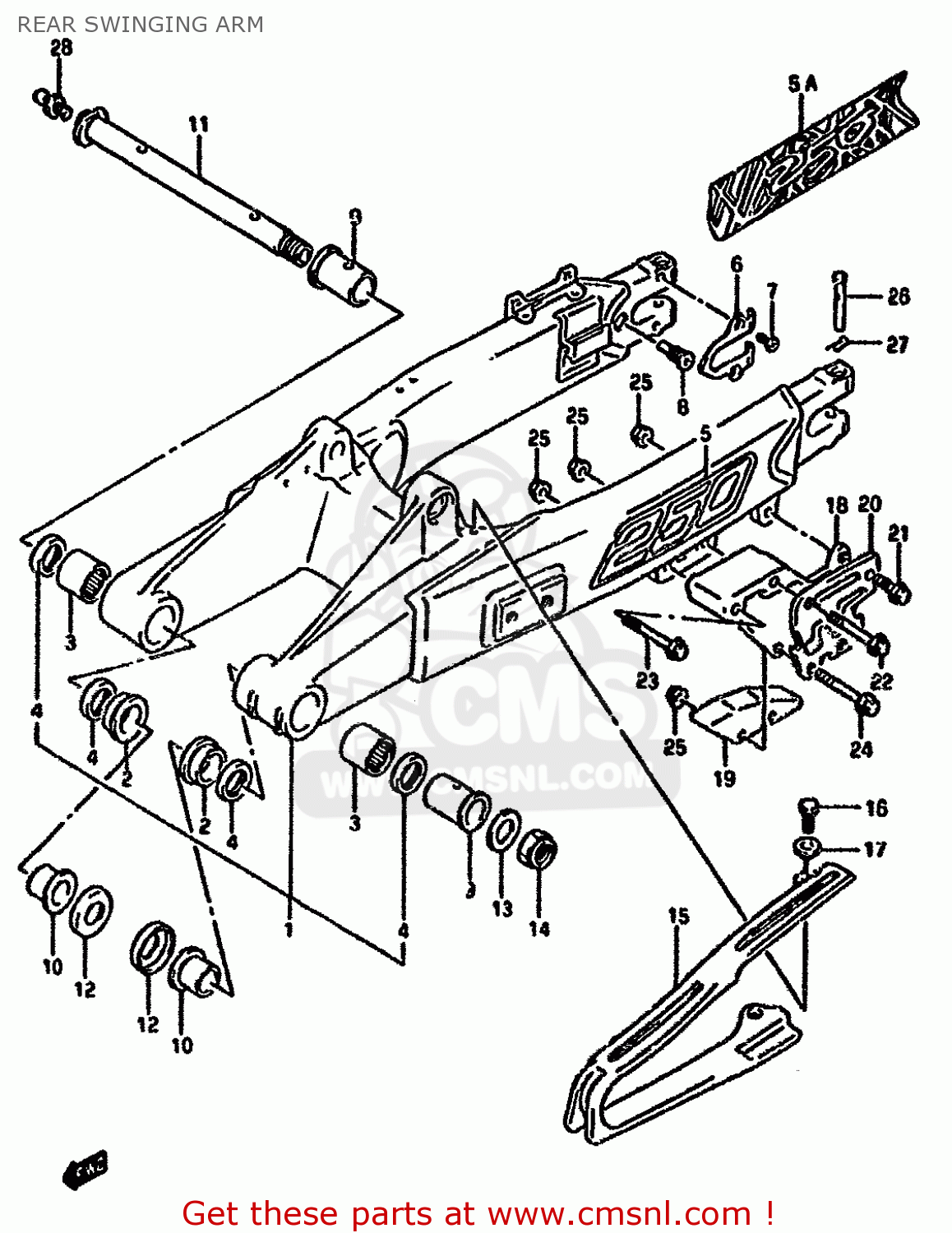 REAR SWINGING ARM RMX250R 1994 (R) GENERAL (E01)