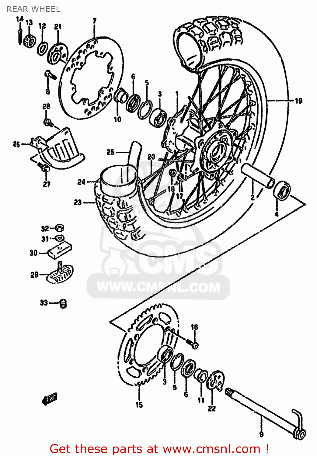 REAR WHEEL RMX250R 1994 (R) GENERAL (E01)