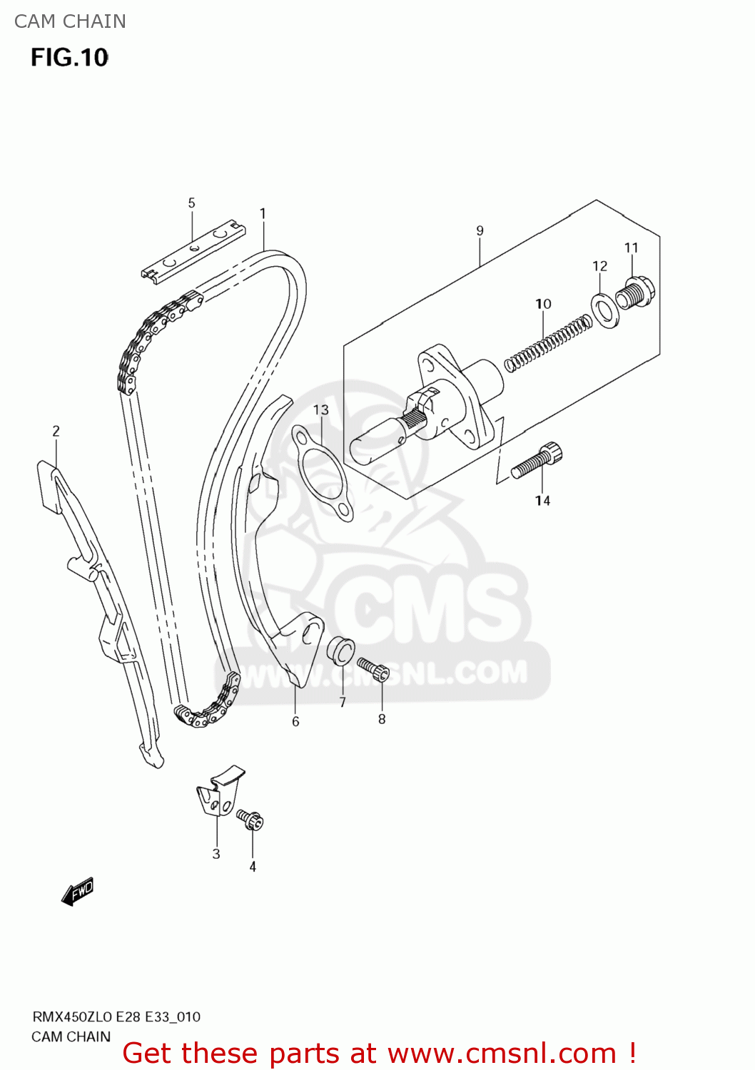 CAM CHAIN RMX450Z 2010 (L0) USA (E03)