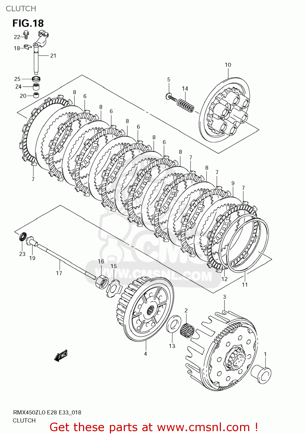 CLUTCH RMX450Z 2010 (L0) USA (E03)