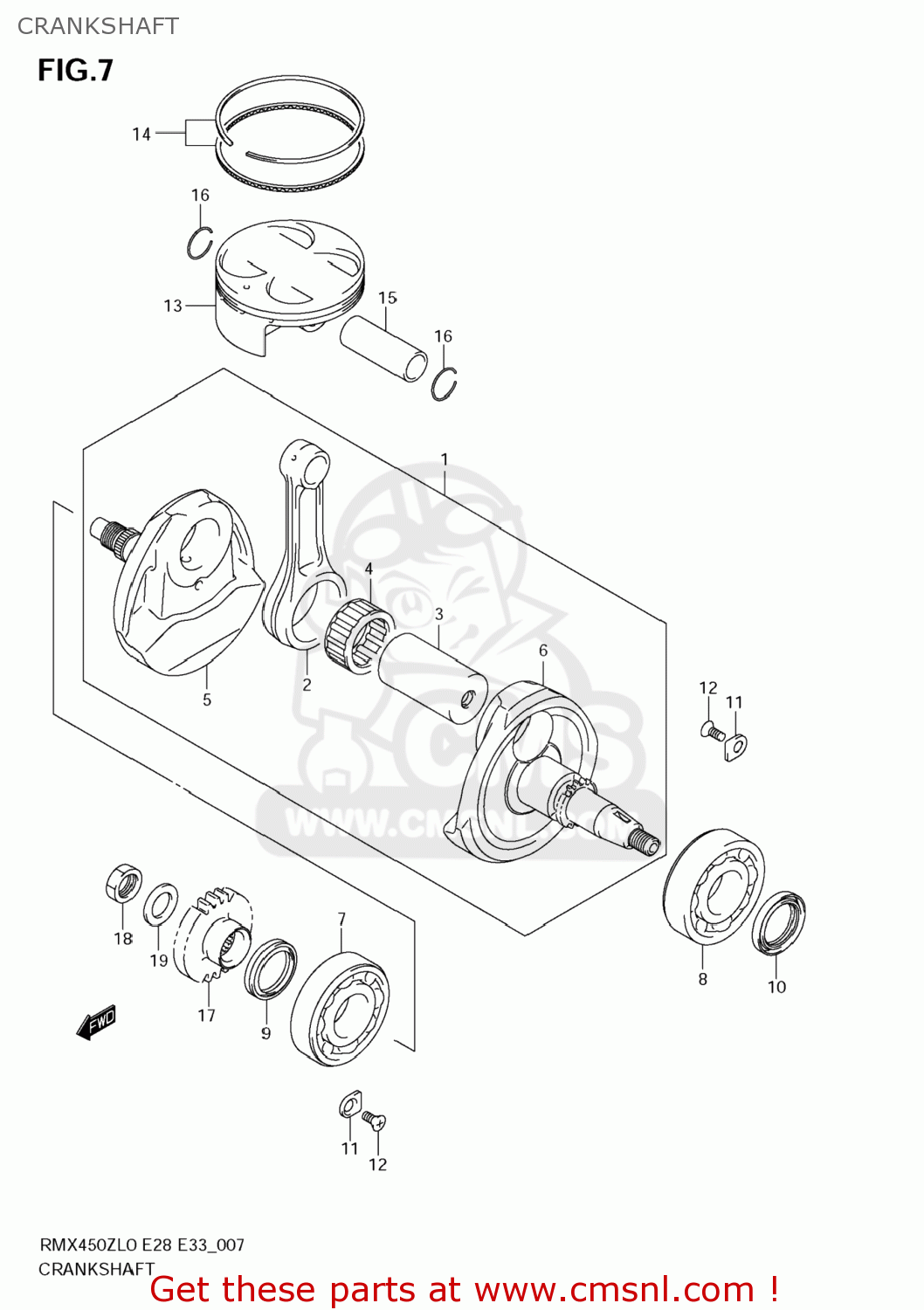 CRANKSHAFT RMX450Z 2010 (L0) USA (E03)
