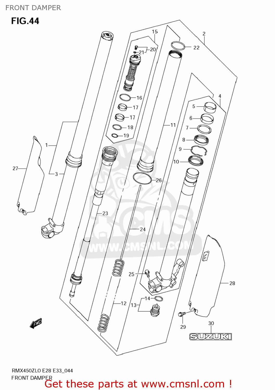FRONT DAMPER RMX450Z 2010 (L0) USA (E03)