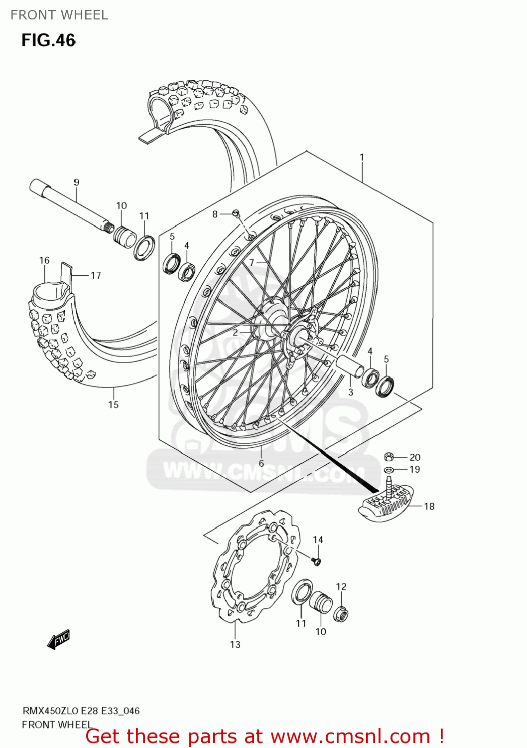 FRONT WHEEL RMX450Z 2010 (L0) USA (E03)